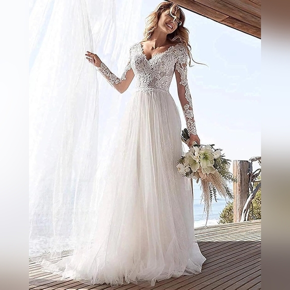 Dresses & Skirts - Lace Bridal Gown with Long Sleeves